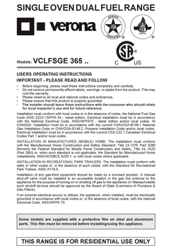 Verona VCLFSGG365BL La Gamma Di Gas Pi Sofisticata